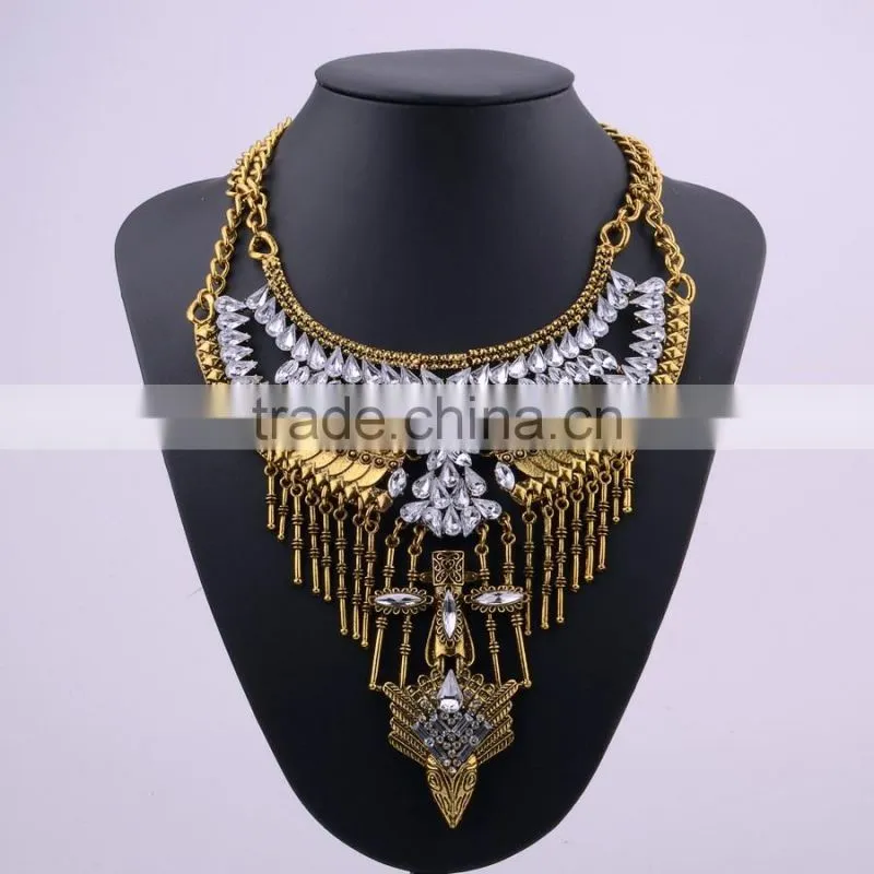 latest vintage tribal alloy resin fashion beaded jewelry necklace