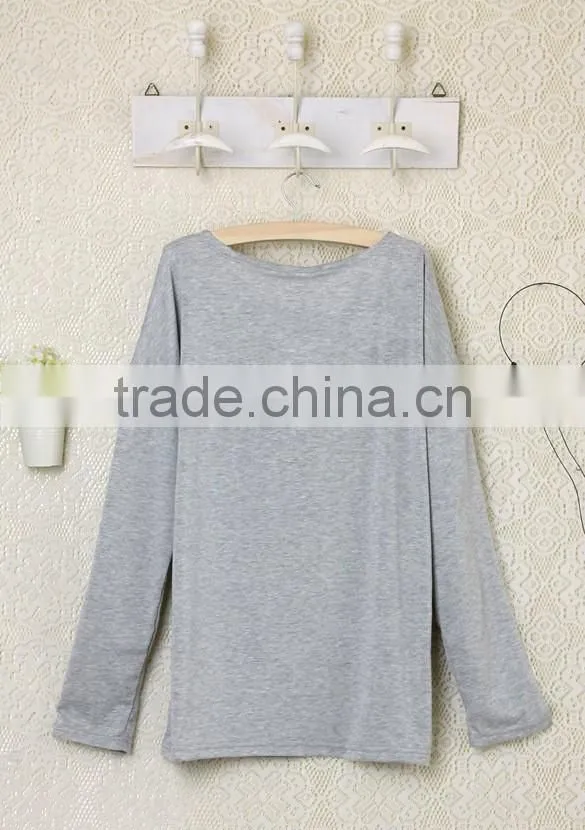 2016 wholesale women's heart pattern o-neck long sleeve t-shirt