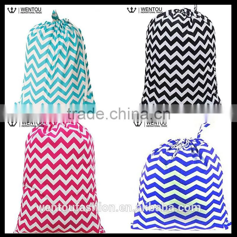 Fashion Chevron Polka Dot Cotton Cheap Laundry Bag