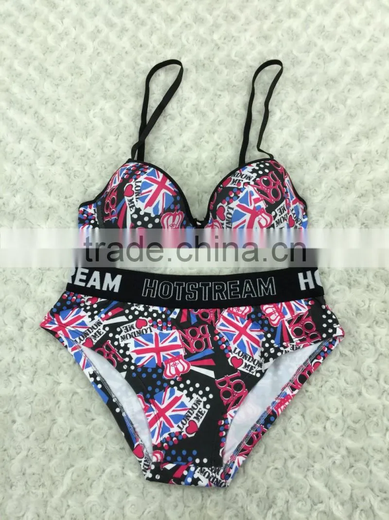 Young sexy lady very hot printing padded bra new design OEM facory