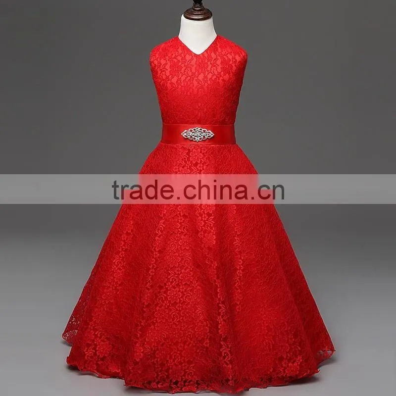 Elegant Girl Dress Girls 2015 Summer Fashion Pink Lace Party Flower Princess Wedding Dresses Baby Girl dress