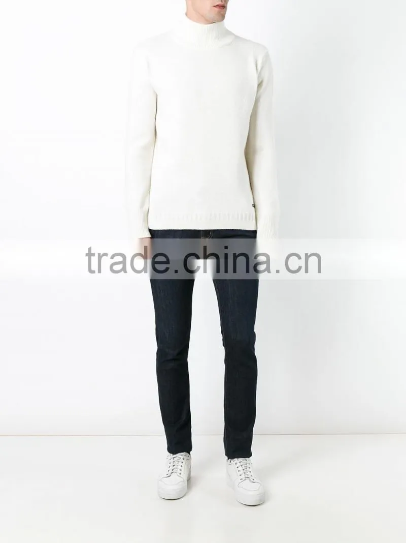 High Quality Cream Roll Neck Jumper Wool Sweater Men