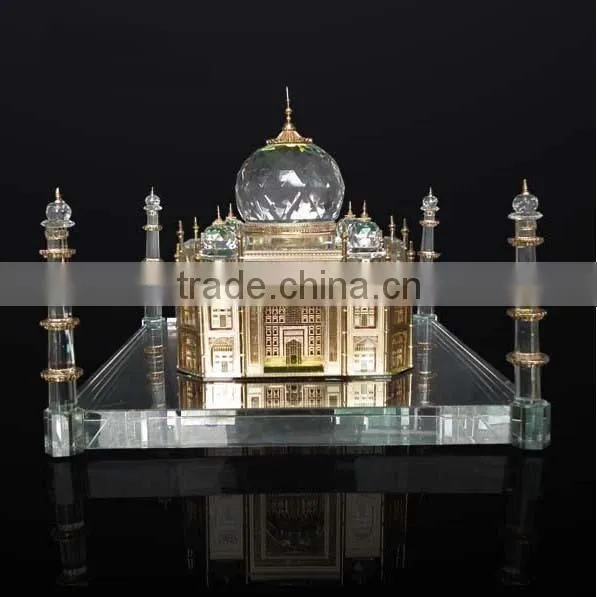 High Quality K9 crystal Taj Mahal model with 24k gold plating metal JC0008