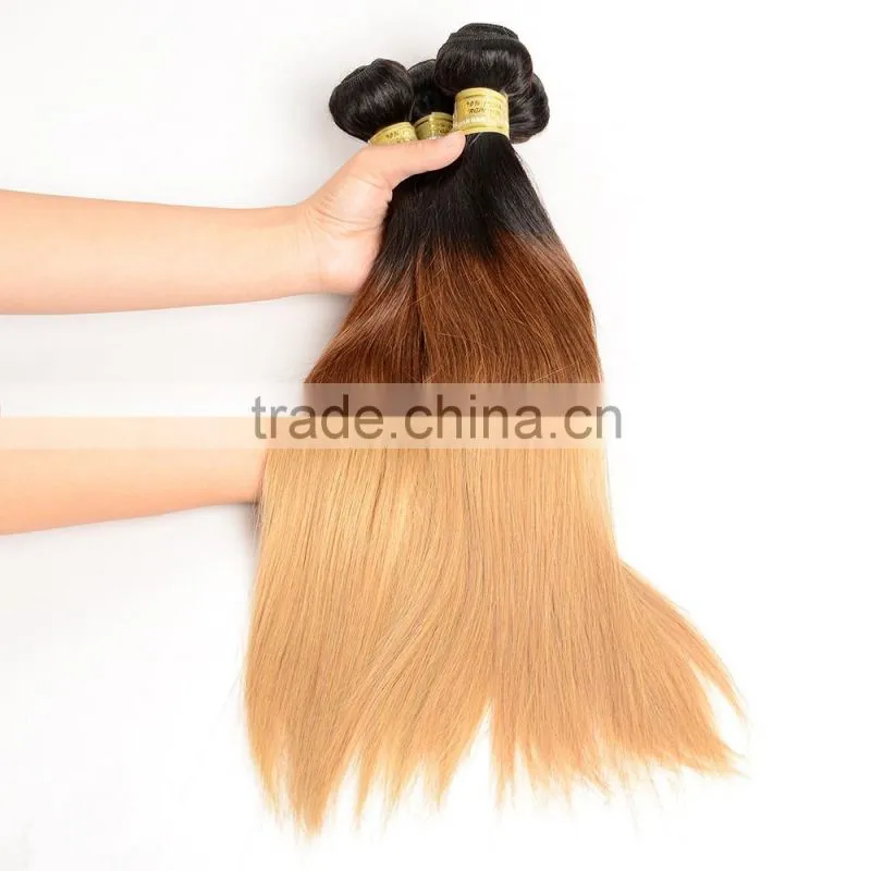 Color 1b/4/27 Straight Wave Brazilian Hair Weave Blonde and Brown
