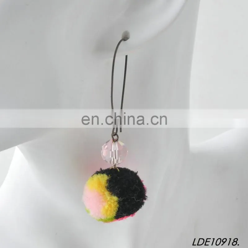 fashion colorful fluffy earrings pom pom earrings
