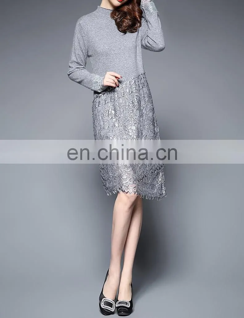 New trendy women knit long sleeve dress