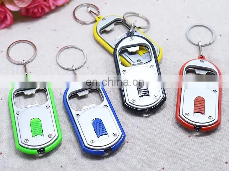 Souvenir Metal Keychain Bottle Opener With LED Light OEM Gift Flash light