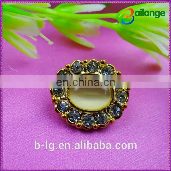 2015 newest shinning bailange custom rhinestone plating round rhinestone pearl shank button for garment accessory