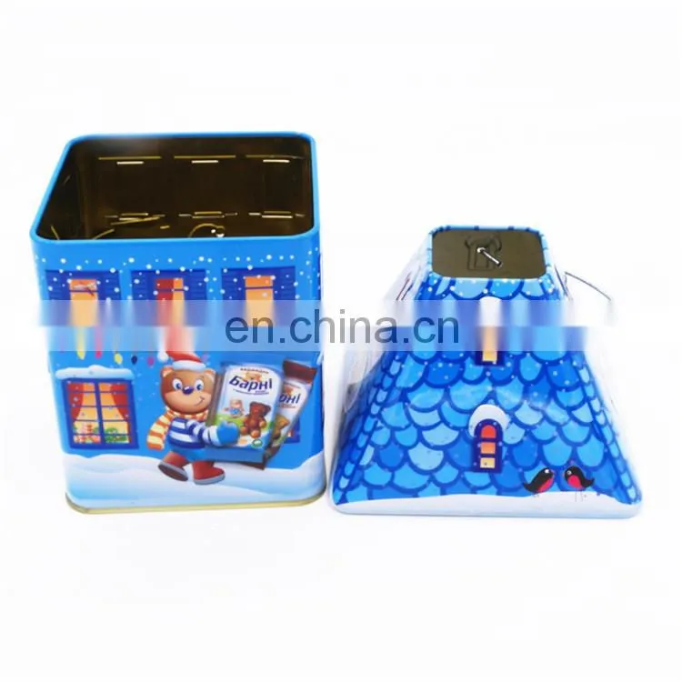 fancy house shape Christmas gift tin box ,christmas gift packaging tin box