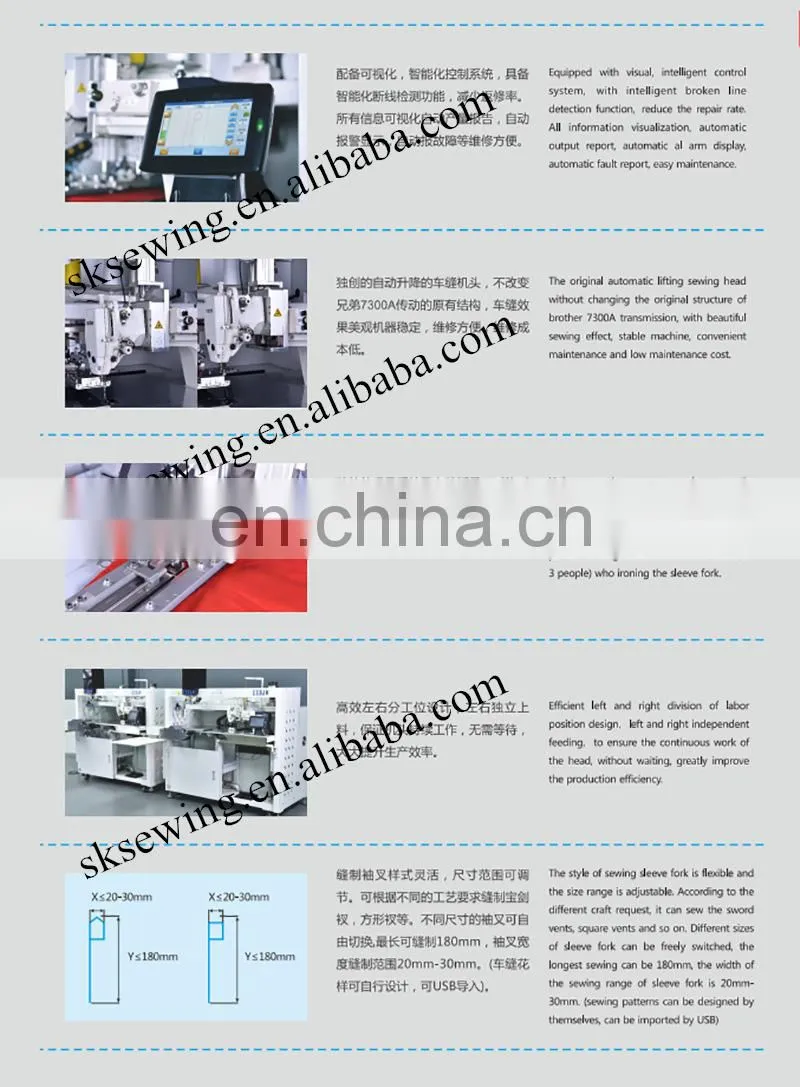 High standard Full Automatic Shirt sleeve placket attaching setter Machine for famous garments
