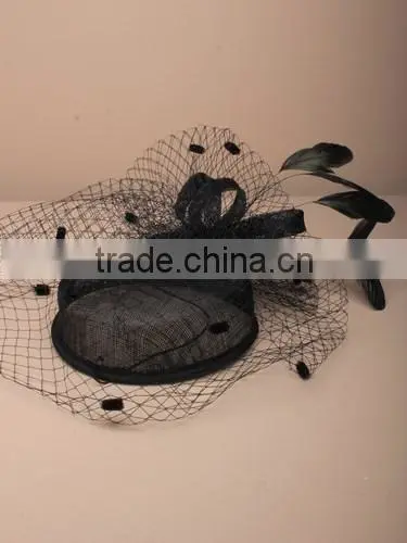 New Coming Fashion Chuch/Races Sinamay Base Top Fascinator Hat With Veil
