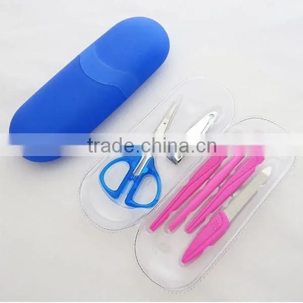 6pcs nail care set glasses case plastic manicure set