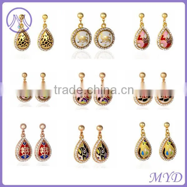 Copper/brass Heart Shaped Enamel Stud Earrings For Ladies