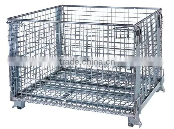 Large stack welded pallet wire mesh lockable rolling cage