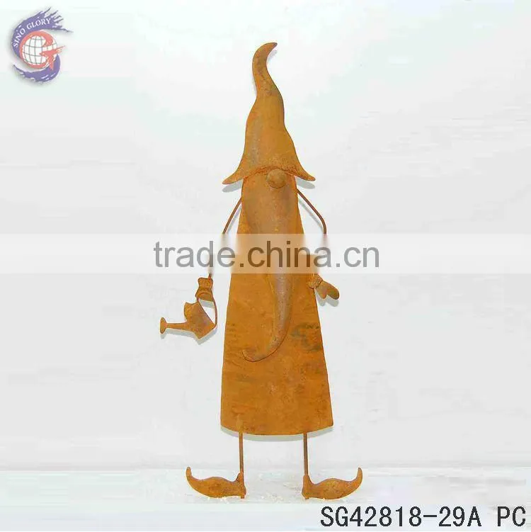 Rusty home decoration crafts of Long beard Gnomes ground stakes