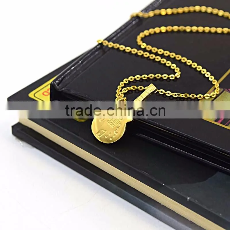 Stainless steel gold necklace designs in 10 grams guitar pendant necklace