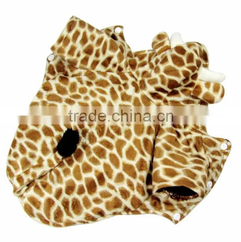 Hot Selling Autumn Winter Double Layer Velveteen Fleece Four Legs Style Leopard Pet Overcoat Dog Apparel