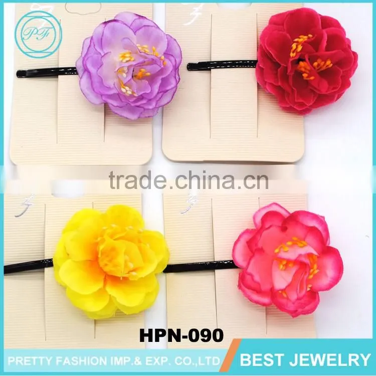 Jinhua Colorful Peony Fabric Flower Korean Hair Accessories