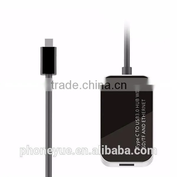 usb type c adapter to 2 Port USB 3.0 Hub & Ethernet Port & TF SD Card Slot