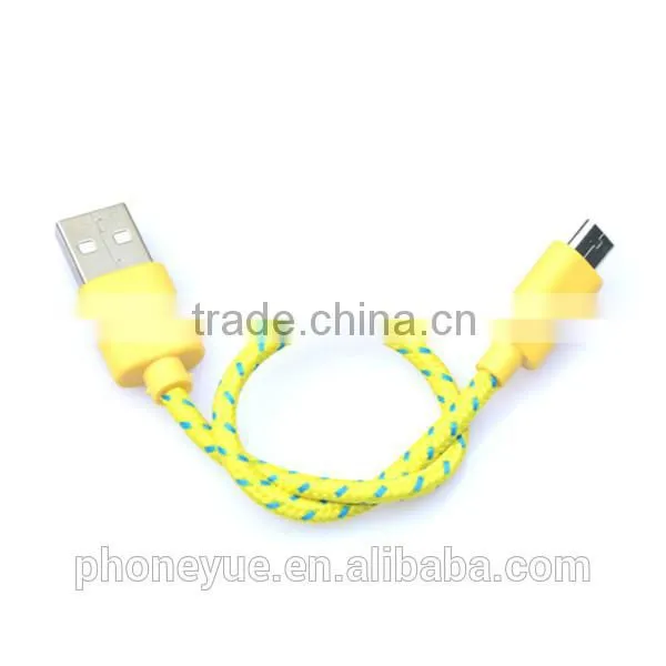 short custom 20cm woven 28/24awg micro usb cable cord wire