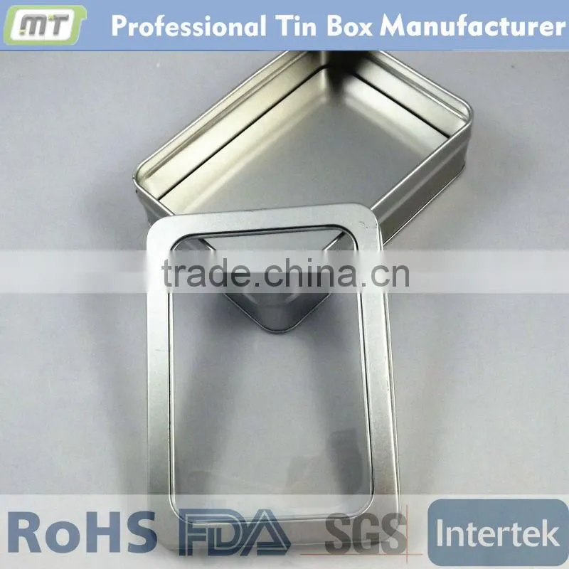 rectangle mint tin box with clear pvc window