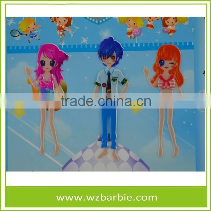 Eco-friendly Removed And Repeatedly 3D Change Clothes Puffy Sticker