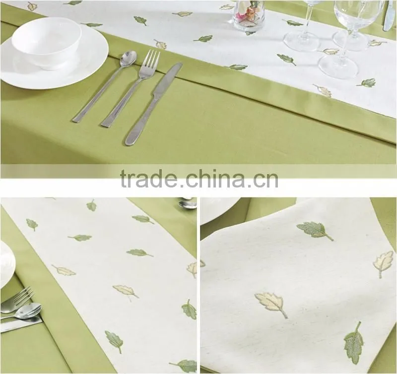 customized size pastoralism style lovely butterfulies leaves fabric embroidery table runners