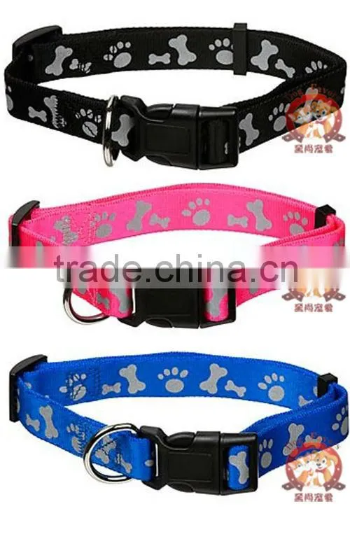 Nylon Reflective Dog Collars in Blue