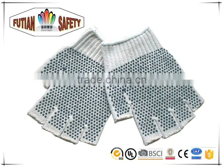 FTSAFETY PVC Dotted half fingers Cotton Work Industrial cotton knitted Safety Gloves