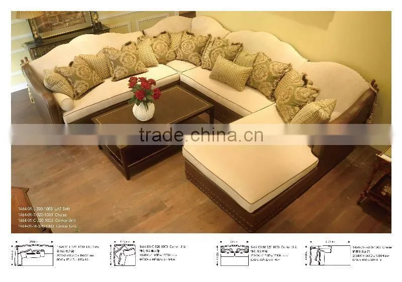 Modern design U shaped sectional sofa set Wood frame fabric sofa designs and prices American sofa design