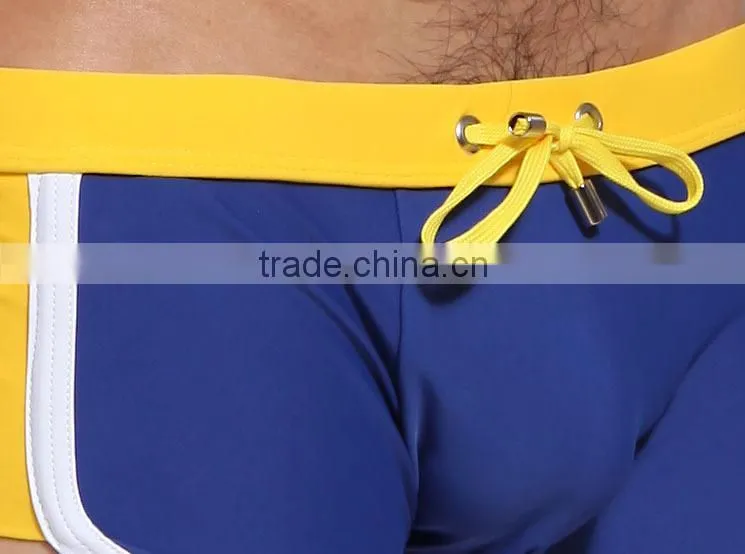 2015 Solid Men Knot Swimwear Plus size Swimwear Sexy Boxer Men Swimwear Short