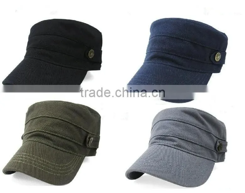 Good Quality Tweed Flat Top Military Hat&Cap/Custom Blank Flat Top Tweed Cap