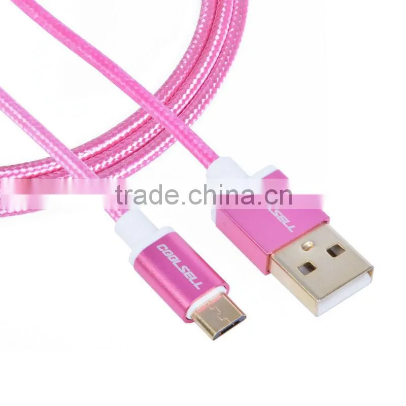2016 Newest Nylon Braided Micro USB cable with Aluminium Alloy Casing and Metal head