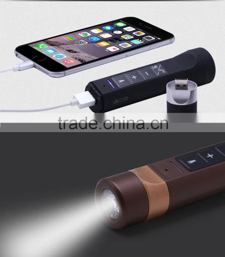 outdoor bluetooth speaker 2600mAh power bank with led torch