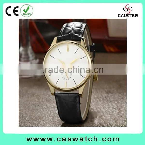 2016 classic design concise couple watch, crocodile texture leather watch, fancy couple watch with a small eye