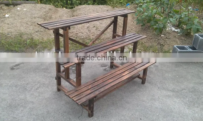 Triplex &Multifuction wooden flower stand/ Carbonized triplex rack