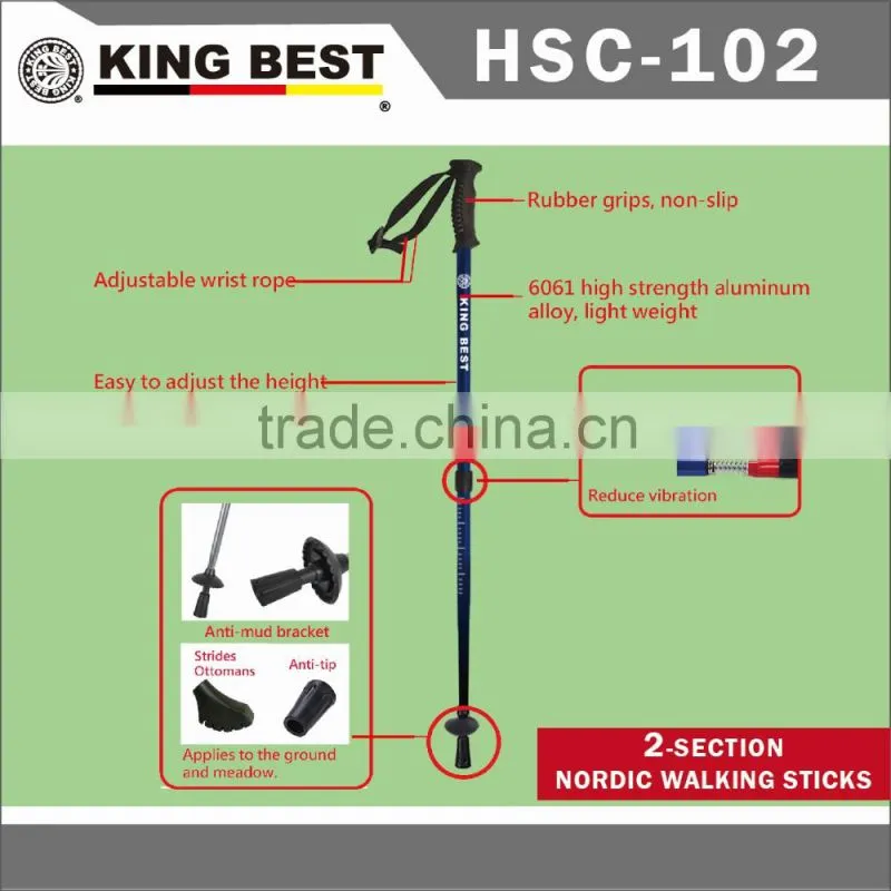 KING BEST Carbon trekking pole 2-SECTION adjustable folding nordic walking stick