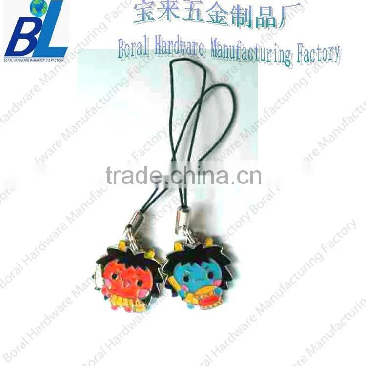 Set-printed sticker domed metal chinese symbol phone pendants