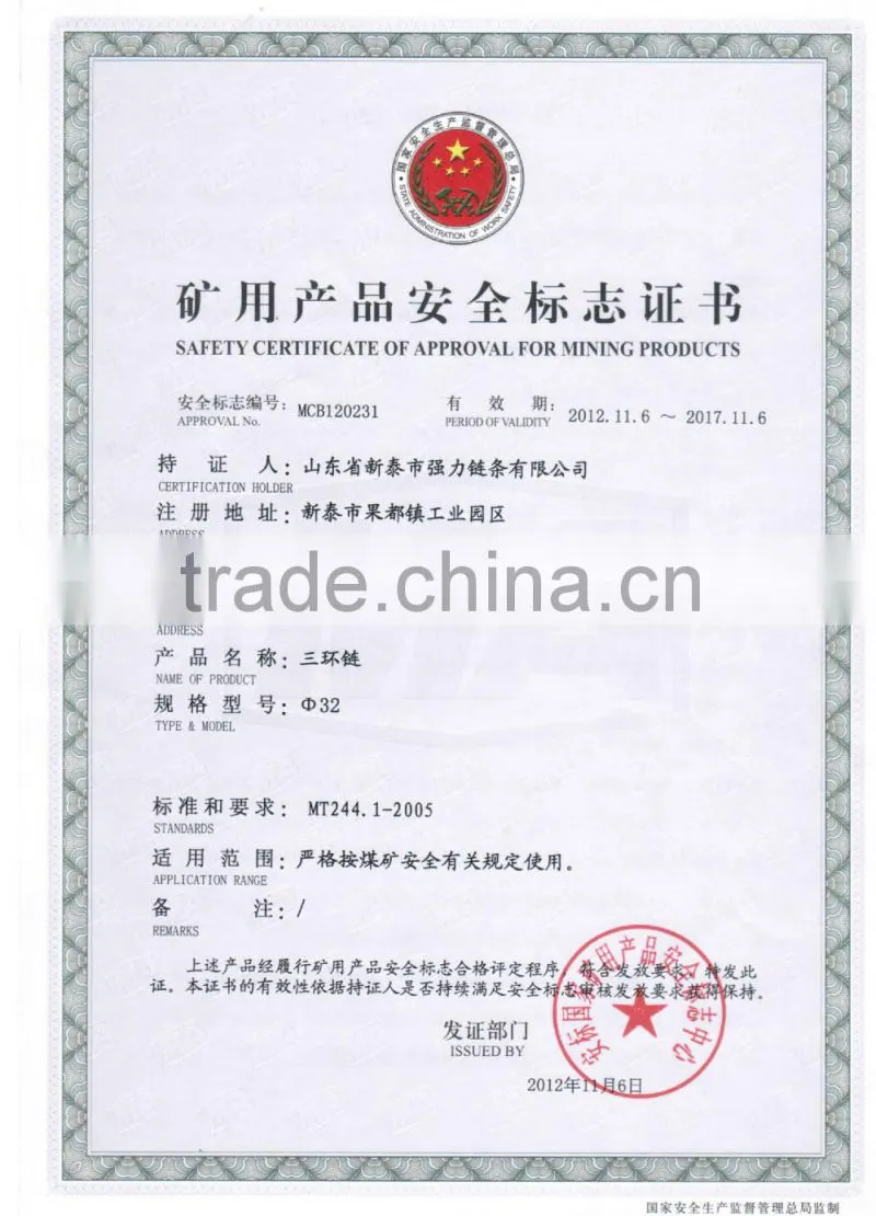 welded mining alloy steel Tri-ring chain