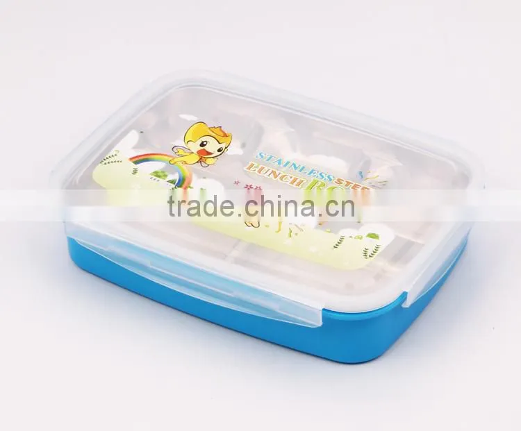 take away stainless steel metal body covered with PP plastic food storage container set