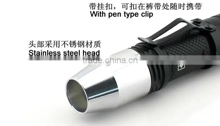 Goread C5W black Q5 stainless steel Jade identification pen clip white led torch light