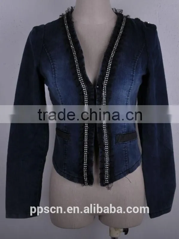 2016 new arrival fashion zipper decoration women jeans jacket, denim jacket women cheap