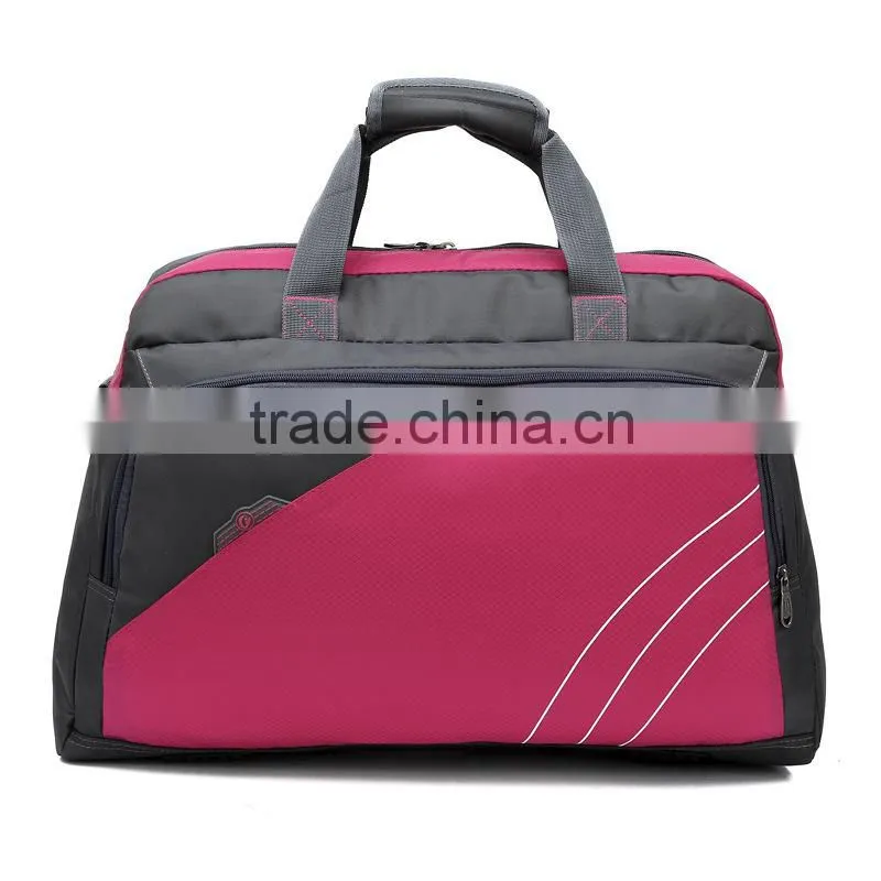 Wholesale large capacity solid color polyester travel tote bag with long strap
