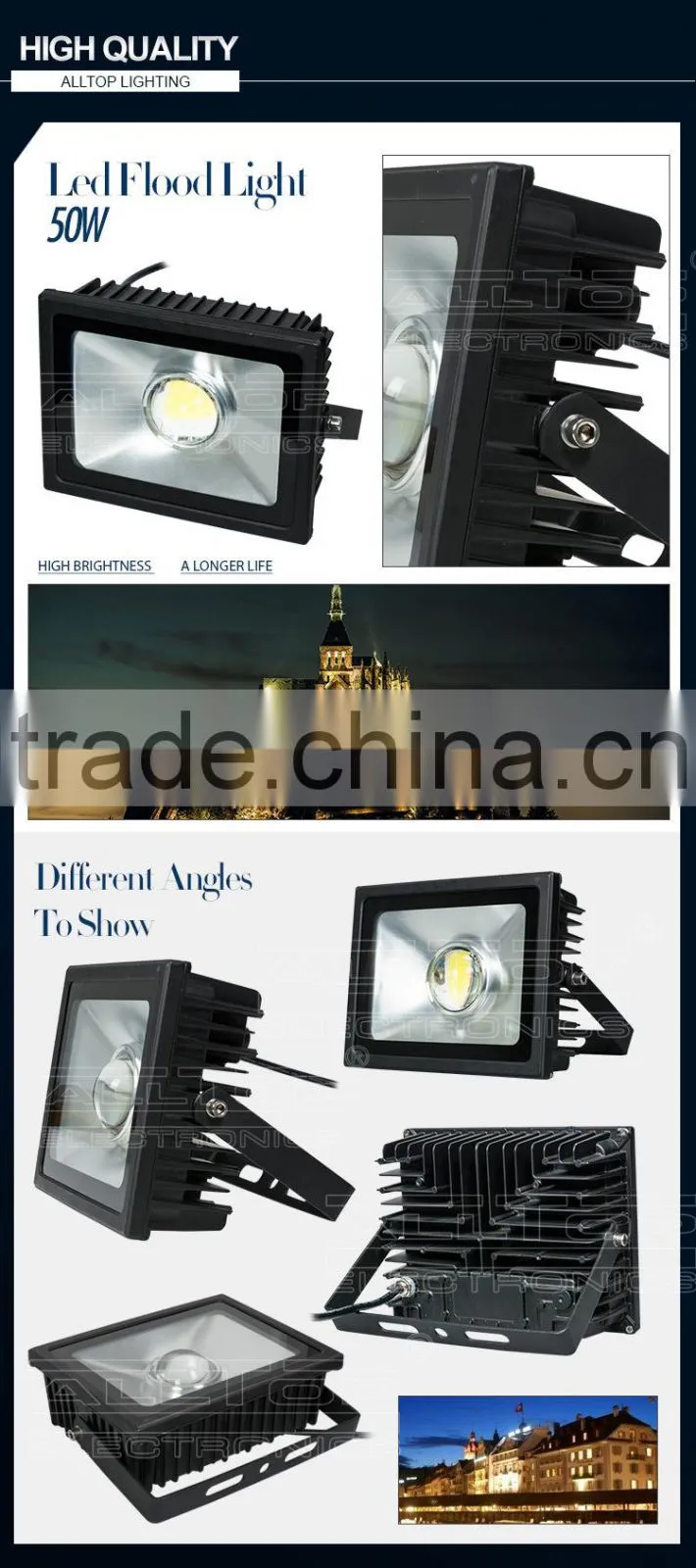 High brightness outdoor bridgelux 50w rgb led floodlight