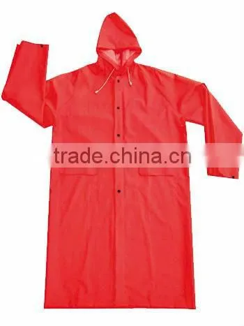 Strong adult red PVC long ladies raincoat