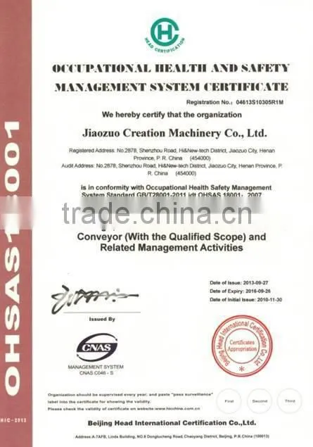 Jiaozuo Creation Pipe conveyor EPC , the famous global supplier in China