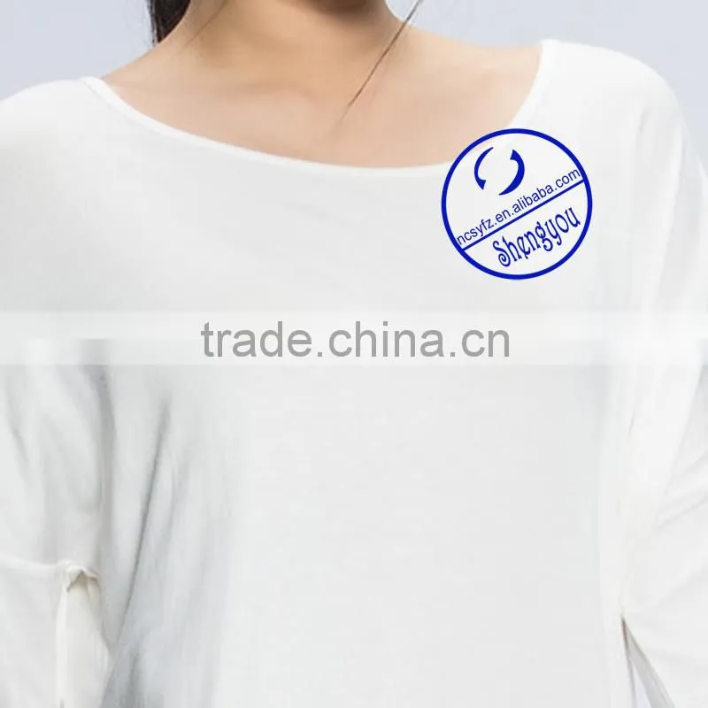 2015 China supplier custom fashion three quarter sleeve women blank t shirt wholesale