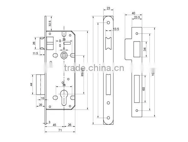 Wood door lock metal