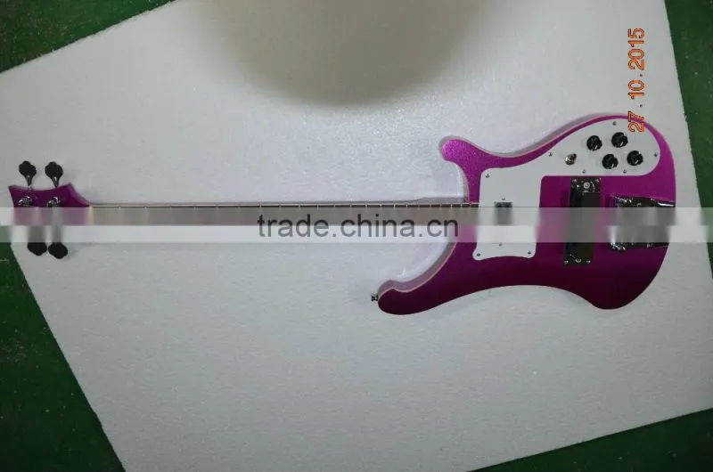 4 string electric bass guitar ricken for backer bass guitar set-in neck metallic color can custom
