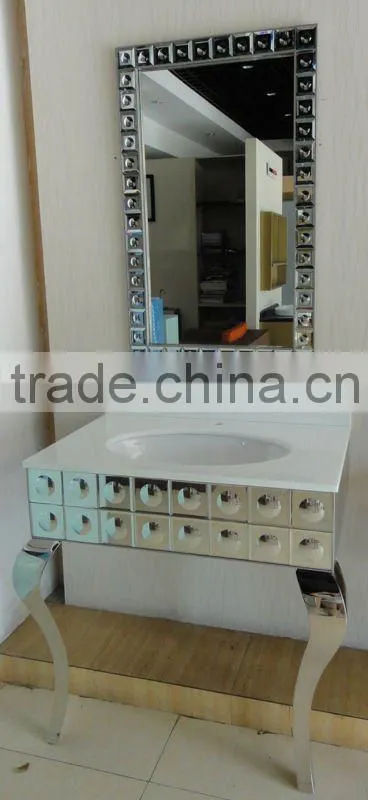simple bathroom vanity with glass mosaic N-002